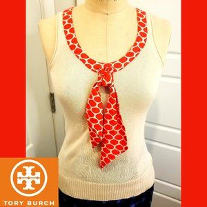 TORY BURCH - Sleeveless Top w/ Silk Neck Tie - XS